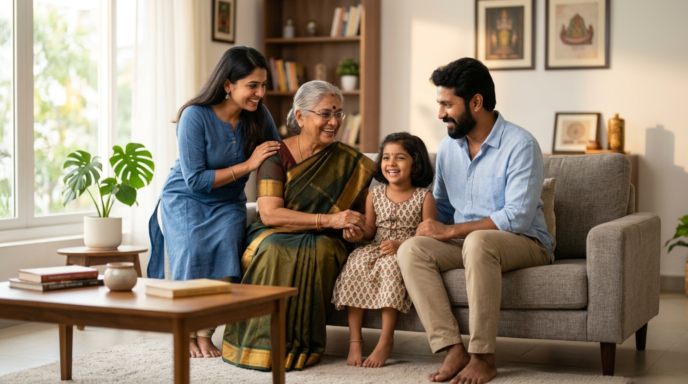 Welcoming Tamil family radiating health